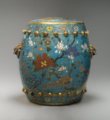  <em>Garden Seat</em>, early 17th century. Cloisonné enamel on copper alloy, 15 3/8 x 16 3/8 in. (39.1 x 41.6 cm). Brooklyn Museum, Gift of Samuel P. Avery, 09.585. Creative Commons-BY (Photo: Brooklyn Museum, 09.585_PS2.jpg)