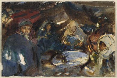 John Singer Sargent (American, born Italy, 1856-1925). <em>Arab Gypsies in a Tent</em>, 1905-1906. Opaque and translucent watercolor with graphite underdrawing, 12 x 18 in. (30.5 x 45.7 cm). Brooklyn Museum, Purchased by Special Subscription, 09.807 (Photo: Brooklyn Museum, 09.807_PS6.jpg)
