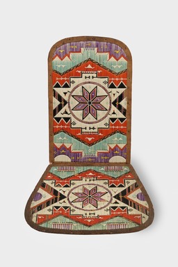 Micmac (Mi'Kmaq). <em>Back and Seat of Chair with White, Purple, Green, Orange and Black Quilled Star Design</em>, 19th century. Porcupine quills, birchbark, Back: 15 1/2 × 9 3/4 × 1/4 in. (39.4 × 24.7 × 0.6 cm). Brooklyn Museum, Brooklyn Museum Collection, 09.867a-b. Creative Commons-BY (Photo: Brooklyn Museum, 09.867a-b_PS11.jpg)