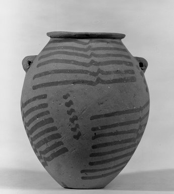  <em>Decorated Vase</em>, ca. 3500-3300 B.C.E. Terracotta, pigment, 4 13/16 x Greatest Diam. 4 1/16 in. (12.3 x 10.3 cm) . Brooklyn Museum, Charles Edwin Wilbour Fund, 09.889.405. Creative Commons-BY (Photo: Brooklyn Museum, 09.889.405_bw.jpg)