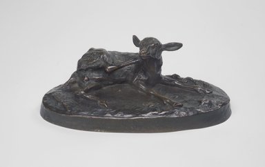 Antoine-Louis Barye (French, 1795-1875). <em>Fawn Scratching Itself (Faon se grattant)</em>, n.d. Bronze, 2 1/2 x 6 1/4 x 3 1/4 in. (6.4 x 15.9 x 8.3 cm). Brooklyn Museum, Purchased by Special Subscription, 10.129. Creative Commons-BY (Photo: Brooklyn Museum, 10.129.jpg)