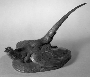 Antoine-Louis Barye (French, 1795-1875). <em>Wounded Pheasant</em>. Bronze, 5 1/4 x 4 x 8 1/2 in. (13.3 x 10.2 x 21.6 cm). Brooklyn Museum, Purchased by Special Subscription, 10.133. Creative Commons-BY (Photo: Brooklyn Museum, 10.133_acetate_bw.jpg)