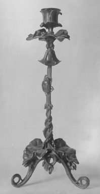 Antoine-Louis Barye (French, 1795-1875). <em>Tripod Candlestick</em>. Bronze, H: 12 1/2 in. (31.8 cm). Brooklyn Museum, Purchased by Special Subscription, 10.195a. Creative Commons-BY (Photo: Brooklyn Museum, 10.195_glass_bw.jpg)