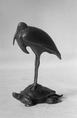 Antoine-Louis Barye (French, 1795-1875). <em>Stork on Back of a Tortoise</em>. Bronze, 3 x 1 15/16 x 1 1/4 in. (7.6 x 5 x 3.2 cm). Brooklyn Museum, Purchased by Special Subscription, 10.214. Creative Commons-BY (Photo: Brooklyn Museum, 10.214_glass_bw.jpg)