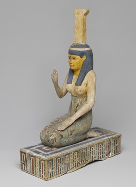  <em>Figure of the Goddess Nephthys</em>, ca. 664-30 B.C.E. Wood, pigment, 16 × 7 × 11 1/2 in. (40.6 × 17.8 × 29.2 cm). Brooklyn Museum, Museum Collection Fund, 11.681. Creative Commons-BY (Photo: , 11.681_overall_PS9.jpg)