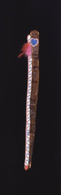 Osage. <em>Cap Tail or Trailer</em>, late 19th-early 20th century. Otter skin, wool trade cloth, glass beads, commercially woven cotton trade cloth, silk ribbons, hide, feathers, sinew, 54 x 6 in. (137.2 x 15.2 cm). Brooklyn Museum, Museum Expedition 1911, Museum Collection Fund, 11.694.8985. Creative Commons-BY (Photo: Brooklyn Museum, 11.694.8985.jpg)