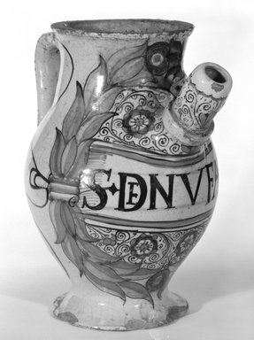  <em>Ewer</em>, ca. 1500-1520. Earthenware, 8 5/8 x 4 1/4 in. (21.9 x 10.8 cm). Brooklyn Museum, Special Subsription Fund, 11.696.9. Creative Commons-BY (Photo: Brooklyn Museum, 11.696.9_bw.jpg)