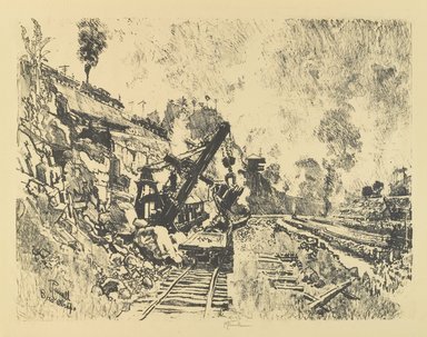 Joseph Pennell (American, 1860-1926). <em>Steam Shovel in the Cut at Bas Obispo</em>, 1912. Lithograph, composition: 16 9/16 x 22 1/16 in. (42 x 56 cm). Brooklyn Museum, Gift of William A. Putnam, 12.117 (Photo: Brooklyn Museum, 12.117_PS4.jpg)
