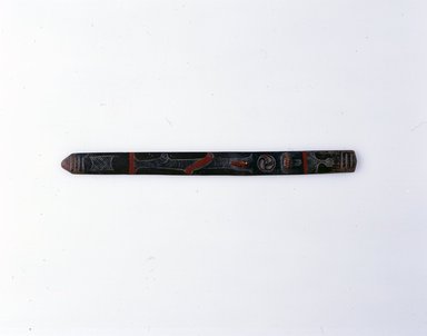 Ainu. <em>Prayer Stick</em>. Lacquer, 1 x 12 1/16 in. (2.5 x 30.7 cm). Brooklyn Museum, Gift of Herman Stutzer, 12.308. Creative Commons-BY (Photo: North American Ainu Documentation Project, Yoshiburo Kotani, 1990-92, 12.308_Ainu_project.jpg)