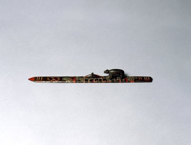 Ainu. <em>Prayer Stick</em>, 19th century. Wood and lacquer, 1 1/16 x 14 in. (2.7 x 35.6 cm). Brooklyn Museum, Gift of Herman Stutzer, 12.321. Creative Commons-BY (Photo: North American Ainu Documentation Project, Yoshiburo Kotani, 1990-92, 12.321_Ainu_project.jpg)