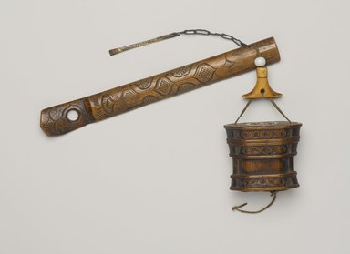 Ainu. <em>Tobacco Box, Pipe, and Pipe Holder</em>, late 19th-early 20th century. Wood, metal, 3 5/8 x 21 1/4 in. (9.2 x 54 cm). Brooklyn Museum, Gift of Herman Stutzer, 12.658. Creative Commons-BY (Photo: Brooklyn Museum, 12.658_PS9.jpg)