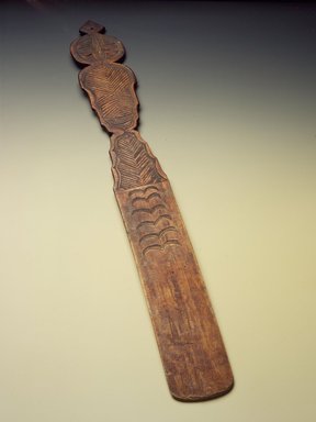 Ainu. <em>Stirrer for Millet</em>. Wood, 1/4 x 2 11/16 x 22 15/16 in. (0.7 x 6.9 x 58.3 cm). Brooklyn Museum, Gift of Herman Stutzer, 12.678. Creative Commons-BY (Photo: Brooklyn Museum, 12.678.jpg)