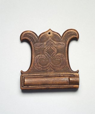 Ainu. <em>Ornament</em>. Wood, 1/2 x 3 1/16 x 3 3/16 in. (1.3 x 7.8 x 8.1 cm). Brooklyn Museum, Gift of Herman Stutzer, 12.789. Creative Commons-BY (Photo: Brooklyn Museum, 12.789.jpg)