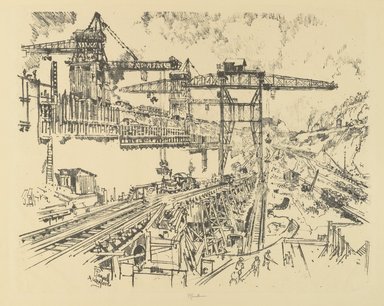 Joseph Pennell (American, 1860–1926). <em>The Walls of Miraflores Lock</em>, 1912. Lithograph, composition: 16 3/4 x 20 7/8 in. (42.5 x 53 cm). Brooklyn Museum, Gift of William A. Putnam, 12.97 (Photo: Brooklyn Museum, 12.97_PS4.jpg)