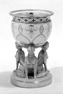 Vienna Porcelain Factory. <em>Vase</em>, ca. 1825. Porcelain, 6 1/8 x 3 7/8 in. (15.6 x 9.8 cm). Brooklyn Museum, Gift of Reverend Alfred Duane Pell, 13.1076.12. Creative Commons-BY (Photo: Brooklyn Museum, 13.1076.12_bw.jpg)