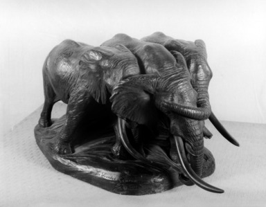 Carl E. Akeley (American, 1864-1926). <em>The Wounded Comrade</em>, 1913. Bronze, 11 1/2 x 20 1/2 x 10 1/2 in., 46 lb. (29.2 x 52.1 x 26.7 cm, 20.87kg). Brooklyn Museum, Gift of George D. Pratt, 13.14. Creative Commons-BY (Photo: Brooklyn Museum, 13.14_bw.jpg)