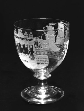  <em>Nelson Funeral Rummer</em>, ca. 1710-1810. Glass, 7 5/8 x 5 3/4 in. (19.4 x 14.6 cm). Brooklyn Museum, Purchased by Special Subscription and Museum Collection Fund, 13.745. Creative Commons-BY (Photo: Brooklyn Museum, 13.745_bw.jpg)