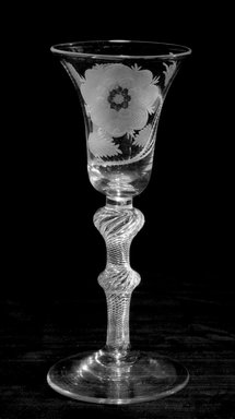  <em>Goblet</em>, ca. 1720-1780. Glass, 7 1/4 x 3 in. (18.4 x 7.6 cm). Brooklyn Museum, Purchased by Special Subscription and Museum Collection Fund, 13.807. Creative Commons-BY (Photo: Brooklyn Museum, 13.807_view1_acetate_bw.jpg)