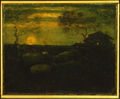 Albert Pinkham Ryder (American, 1847-1917). <em>The Sheepfold</em>, late 1870s. Oil on canvas, 8 7/16 x 8 7/8 in. (21.5 x 22.6 cm). Brooklyn Museum, Gift of A. Augustus Healy, 14.551 (Photo: Brooklyn Museum, 14.551_SL3.jpg)