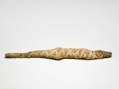  <em>Crocodile Mummy</em>, 1st century. Animal remains (Nile crocodile, Crocodylus niloticus), linen, white tape, 2 x 4 3/8 x 29 1/2 in. (5.1 x 11.1 x 74.9 cm). Brooklyn Museum, Museum Collection Fund, 14.668. Creative Commons-BY (Photo: Brooklyn Museum, 14.668_view1_PS6.jpg)