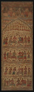  <em>Hanging, 1 of 7 Pieces</em>, 1610-1640. Cotton, drawn and painted resist and mordants, dyed, 109 1/4 x 38 1/2 in. (277.5 x 97.8 cm). Brooklyn Museum, Museum Expedition 1913-1914, Museum Collection Fund, 14.719.5. Creative Commons-BY (Photo: Brooklyn Museum, 14.719.5_SL1.jpg)