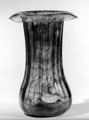 Attributed to Tiffany Studios (1902–1932). <em>Vase</em>, ca. 1900. Opalescent glass, 8 3/8 x 5 7/8 x 5 7/8 in. (21.3 x 14.9 x 14.9 cm). Brooklyn Museum, Gift of Charles W. Gould, 14.739.10. Creative Commons-BY (Photo: Brooklyn Museum, 14.739.10_acetate_bw.jpg)