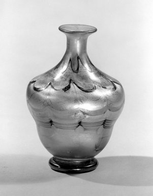 Louis Comfort Tiffany (American, 1848-1933). <em>Vase</em>, 1900. Opalescent glass, 4 5/8 x 3 1/4 x 3 1/4 in. (11.7 x 8.3 x 8.3 cm). Brooklyn Museum, Gift of Charles W. Gould, 14.739.3. Creative Commons-BY (Photo: Brooklyn Museum, 14.739.3_acetate_bw.jpg)