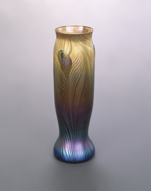 Louis Comfort Tiffany (American, 1848-1933). <em>Vase</em>, ca. 1900. "Favrile" glass, 13 1/4 x 4 x 4 in. (33.7 x 10.2 x 10.2 cm). Brooklyn Museum, Gift of Charles W. Gould, 14.739.8. Creative Commons-BY (Photo: Brooklyn Museum, 14.739.8_SL1.jpg)