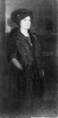 William Jacob Baer (American, 1860-1941). <em>Portrait of a Woman in Black</em>, 1911. Oil on canvas, 20 1/2 x 10 1/2 in. (52 x 26.7 cm). Brooklyn Museum, John B. Woodward Memorial Fund, 15.304 (Photo: Brooklyn Museum, 15.304_glass_bw.jpg)