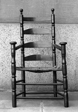  <em>Armchair</em>, 1700-1725. wood, 43 1/2 x 24 1/2 x 20 in. (110.5 x 62.2 x 50.8 cm). Brooklyn Museum, Henry L. Batterman Fund, 15.425. Creative Commons-BY (Photo: Brooklyn Museum, 15.425_glass_bw.jpg)