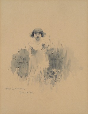 Ada Clifford Murphy (American, active 1890–1930). <em>[Untitled] (Little Girl Among Flowers)</em>, December 17, 1894. Watercolor on paper mounted to paperboard, Sheet (drawing): 8 1/4 x 5 7/8 in. (21 x 14.9 cm). Brooklyn Museum, Gift of Edward C. Blum, 15.518.3 (Photo: Brooklyn Museum, 15.518.3.jpg)