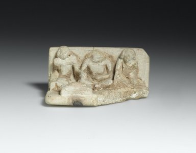  <em>Seated Group Before an Offering Table</em>, ca. 2500-2350 B.C.E. Faience, 1 1/8 × 1 7/8 × 3 1/8 in. (2.8 × 4.8 × 8 cm). Brooklyn Museum, Gift of Evangeline Wilbour Blashfield, Theodora Wilbour, and Victor Wilbour honoring the wishes of their mother, Charlotte Beebe Wilbour, as a memorial to their father, Charles Edwin Wilbour, 16.102. Creative Commons-BY (Photo: Brooklyn Museum, 16.102_PS2.jpg)