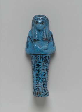  <em>Shabty of Nesi-ta-nebet-Isheru, Daughter of Pinedjem II</em>, ca. 1075–945 B.C.E. Faience, 5 13/16 x 2 1/4 x 1 1/2 in. (14.7 x 5.7 x 3.8 cm). Brooklyn Museum, Gift of Evangeline Wilbour Blashfield, Theodora Wilbour, and Victor Wilbour honoring the wishes of their mother, Charlotte Beebe Wilbour, as a memorial to their father, Charles Edwin Wilbour, 16.183. Creative Commons-BY (Photo: Brooklyn Museum, 16.183_front_PS2.jpg)