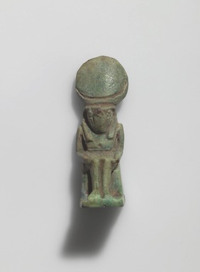  <em>Figure of Horus</em>. Faience, 1 7/8 × 9/16 in. (4.8 × 1.5 cm). Brooklyn Museum, Gift of Evangeline Wilbour Blashfield, Theodora Wilbour, and Victor Wilbour honoring the wishes of their mother, Charlotte Beebe Wilbour, as a memorial to their father, Charles Edwin Wilbour, 16.428. Creative Commons-BY (Photo: Brooklyn Museum, 16.428.jpg)