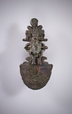  <em>Ram-Headed Aegis</em>, 664-30 B.C.E. Bronze, 3 1/8 x 1 1/2 x 1 in. (7.9 x 3.8 x 2.5 cm). Brooklyn Museum, Gift of Evangeline Wilbour Blashfield, Theodora Wilbour, and Victor Wilbour honoring the wishes of their mother, Charlotte Beebe Wilbour, as a memorial to their father Charles Edwin Wilbour, 16.580.175. Creative Commons-BY (Photo: Brooklyn Museum (Gavin Ashworth,er), 16.580.175_Gavin_Ashworth_photograph.jpg)