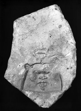  <em>Sculptor's Trial Relief of Bes</em>, ca. 1352-1336 B.C.E. Limestone, 8 × 5 9/16 × 1 5/16 in. (20.3 × 14.2 × 3.4 cm). Brooklyn Museum, Gift of Evangeline Wilbour Blashfield, Theodora Wilbour, and Victor Wilbour honoring the wishes of their mother, Charlotte Beebe Wilbour, as a memorial to their father, Charles Edwin Wilbour, 16.67. Creative Commons-BY (Photo: Brooklyn Museum, 16.67_bw_IMLS.jpg)