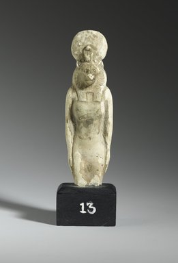  <em>Sakhmet Amulet</em>, 664-332 B.C.E. Faience, 3 11/16 x 1 1/8 x 7/8 in. (9.3 x 2.8 x 2.3 cm). Brooklyn Museum, Gift of Evangeline Wilbour Blashfield, Theodora Wilbour, and Victor Wilbour honoring the wishes of their mother, Charlotte Beebe Wilbour, as a memorial to their father, Charles Edwin Wilbour, 16.748.7. Creative Commons-BY (Photo: Brooklyn Museum, 16.748.7_front_PS1.jpg)