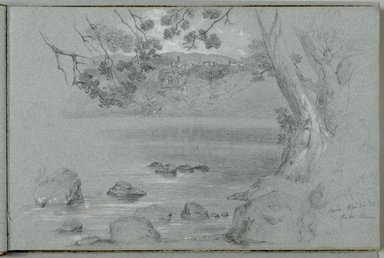 George Henry Hall (American, 1825-1913). <em>Sketchbook</em>, various dates, 1852-1893. Graphite and opaque watercolor on cream, blue, beige, medium thick, slightly textured wove papers, Closed: 11 1/16 x 16 13/16 x 13/16 in. (28.1 x 42.7 x 2.1 cm). Brooklyn Museum, Gift of Jennie Brownscombe, 16.758.1 (Photo: Brooklyn Museum, 16.758.1_p27_PS2.jpg)
