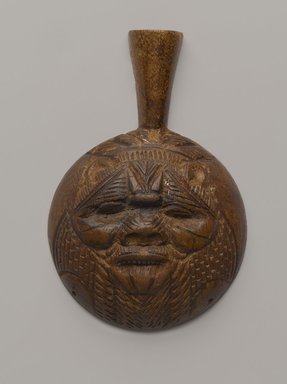  <em>Spoon with Face of Bes or another Birth God</em>, ca. 1539-1292 B.C.E. Wood, 2 11/16 x 4 1/8 in. (6.9 x 10.5 cm). Brooklyn Museum, Gift of Evangeline Wilbour Blashfield, Theodora Wilbour, and Victor Wilbour honoring the wishes of their mother, Charlotte Beebe Wilbour, as a memorial to their father, Charles Edwin Wilbour, 16.78. Creative Commons-BY (Photo: Brooklyn Museum, 16.78_side1_PS9.jpg)