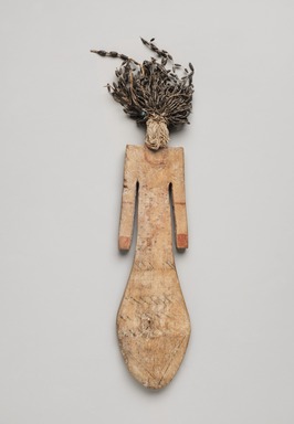  <em>Paddle Doll</em>, ca. 2008–1630 B.C.E. Wood, mud, flax, faience, pigment, 8 x 2 1/16 in. (20.3 x 5.2 cm). Brooklyn Museum, Gift of Evangeline Wilbour Blashfield, Theodora Wilbour, and Victor Wilbour honoring the wishes of their mother, Charlotte Beebe Wilbour, as a memorial to their father, Charles Edwin Wilbour, 16.84. Creative Commons-BY (Photo: Brooklyn Museum, 16.84_front_PS9.jpg)