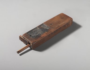  <em>Scribe’s Palette and Reed Pens</em>, ca. 525–343 B.C.E. Wood (Sycomore Fig, Ficus sycomorus), pigment, Palette: 1 3/8 × 11/16 × 4 15/16 in. (3.5 × 1.8 × 12.6 cm). Brooklyn Museum, Gift of Evangeline Wilbour Blashfield, Theodora Wilbour, and Victor Wilbour honoring the wishes of their mother, Charlotte Beebe Wilbour, as a memorial to their father, Charles Edwin Wilbour, 16.99a-d. Creative Commons-BY (Photo: Brooklyn Museum, 16.99a-d_PS9.jpg)