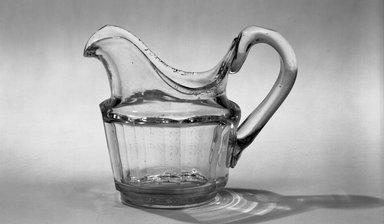  <em>Cream Pitcher</em>, second quarter 19th century. Glass, 3 3/4 x 2 1/8 in. (9.5 x 5.4 cm). Brooklyn Museum, Gift of Joseph  E. Rolker, 18.167. Creative Commons-BY (Photo: Brooklyn Museum, 18.167_acetate_bw.jpg)