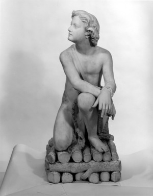 Randolph Rogers (American, 1825–1892). <em>Isaac on the Altar</em>, Modelled 1863–1864. Marble, With Base: 79 1/4 x 26 1/8 x 22 1/2 in. (201.3 x 66.4 x 57.2 cm). Brooklyn Museum, Gift of Mary S. Croxson, 18.180a-b. Creative Commons-BY (Photo: Brooklyn Museum, 18.180_bw.jpg)