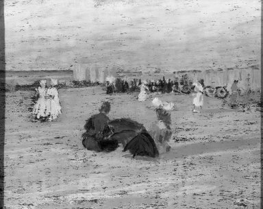 Lilian Haines Crittenden (American, 1858-1919). <em>The Beach - Scheveningen</em>. Pastel on emery sandpaper (No. 00), 9 1/2 x 12 3/16 in. (24.1 x 31 cm). Brooklyn Museum, Gift of Walter H. Crittenden, 19.102 (Photo: Brooklyn Museum, 19.102_acetate_bw.jpg)