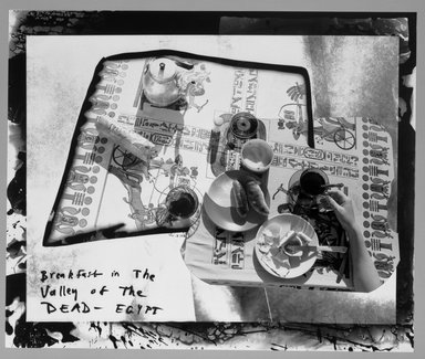 Francois Deschamps (American, born 1946). <em>Breakfast in Egypt</em>, 1988. Photocollage, 20 x 24 in. (50.8 x 61 cm). Brooklyn Museum, Gift of the artist, 1989.118. © artist or artist's estate (Photo: Brooklyn Museum, 1989.118_bw.jpg)