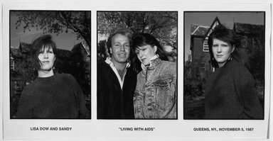 Thomas McGovern (American, born 1957). <em>Lisa Dow and Sandy (from Living with AIDS)</em>, 1987. Gelatin silver print, Sheet: 20 1/16 x 23 13/16 in.  (51 x 60.5 cm). Brooklyn Museum, Carll H. de Silver Fund, 1989.140.1a-c. © artist or artist's estate (Photo: Brooklyn Museum, 1989.140.1a-c_bw.jpg)