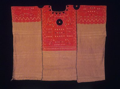 Quiche Maya. <em>Blouse (Huipil)</em>, before 1938. Cotton, silk, silk and silk satin floss, 34 5/8 x 34 1/4 in. Brooklyn Museum, Gift in memory of Arthur W. Clement, 1989.168.1. Creative Commons-BY (Photo: Brooklyn Museum, 1989.168.1.jpg)