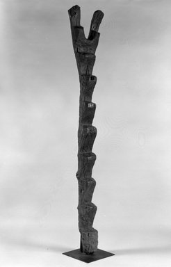 Dogon. <em>Ladder</em>, 19th century. Wood, 109 3/4 x 20 1/4 x 7 1/2 in. (278.9 x 51.4 x 19.0 cm). Brooklyn Museum, Gift of Eugene and Harriet Becker, 1989.171. Creative Commons-BY (Photo: Brooklyn Museum, 1989.171_bw.jpg)