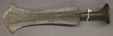 Nkundu. <em>Knife</em>, 19th or 20th century. Iron, wood, copper, brass, 5 1/2 x 3 5/8 x 18 1/2 in. (14 x 9.2 x 47 cm). Brooklyn Museum, The Adolph and Esther D. Gottlieb Collection, 1989.51.31. Creative Commons-BY (Photo: Brooklyn Museum, 1989.51.31_PS10.jpg)