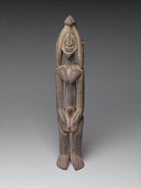 Dogon. <em>Female Figure</em>, early 17th century (probably). Diospyros wood, organic material, 15 3/4 x 2 7/8 x 3 in. (40.0 x 7.3 x 7.8 cm). Brooklyn Museum, The Adolph and Esther D. Gottlieb Collection, 1989.51.45. Creative Commons-BY (Photo: Brooklyn Museum, 1989.51.45_PS1.jpg)